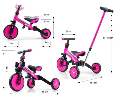 Milly Mally Rowerek 4w1 Optimus Plus Pink Milly Mally Rowerek 4w1 Optimus Plus Pink
