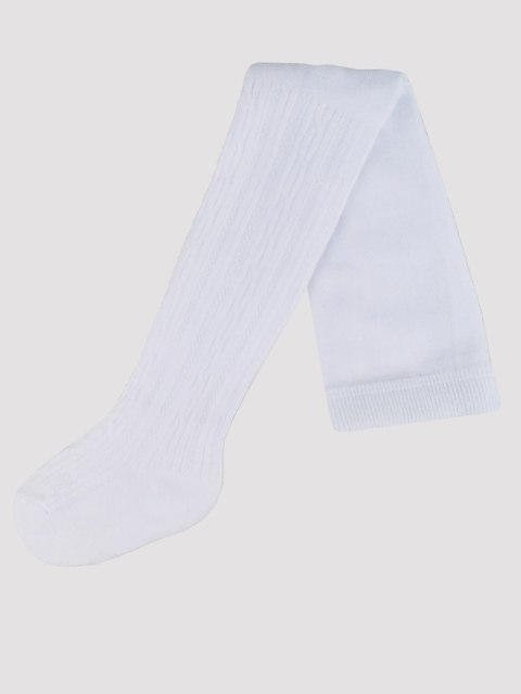 Rajstopy bawełna z żakardowym wzorem białe 104/110 NOVITI RB006-G-01