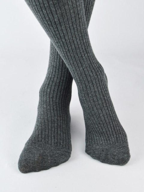 Rajstopy bawełna prążek grafitowy melanż 128/134 NOVITI RB007-G-04