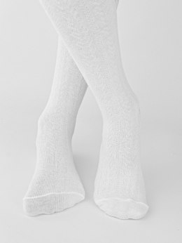Rajstopy bawełna prążek jodełka biały 116/122 NOVITI RB012-G-01