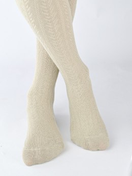Rajstopy bawełna prążek jodełka jasny beż 128/134 NOVITI RB012-G-02