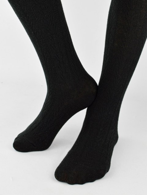 Rajstopy bawełna prążek jodełka czarny 128/134 NOVITI RB012-G-03