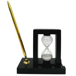 Dekoracyjny Zestaw na Biurko z Klepsydrą 3 minuty i Stojakiem na Długopis - 121W