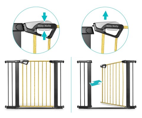 Milly Mally Bramka zabezpieczająca Barierka na schody z rozszerzeniami Guardy 104 Black Natural