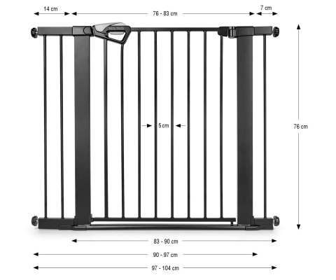 Milly Mally Bramka zabezpieczająca Barierka na schody z rozszerzeniami Guardy 104 Black