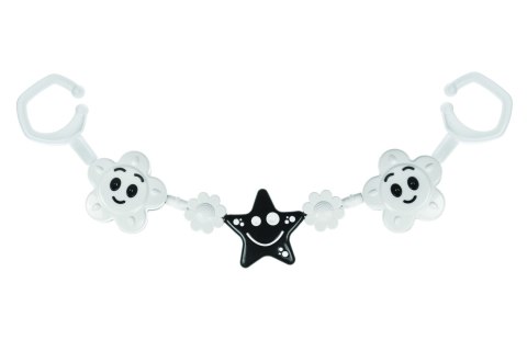 Zawieszka do wózka czarno-biała 2x kwiatek 1x gwiazdka TULLO 179