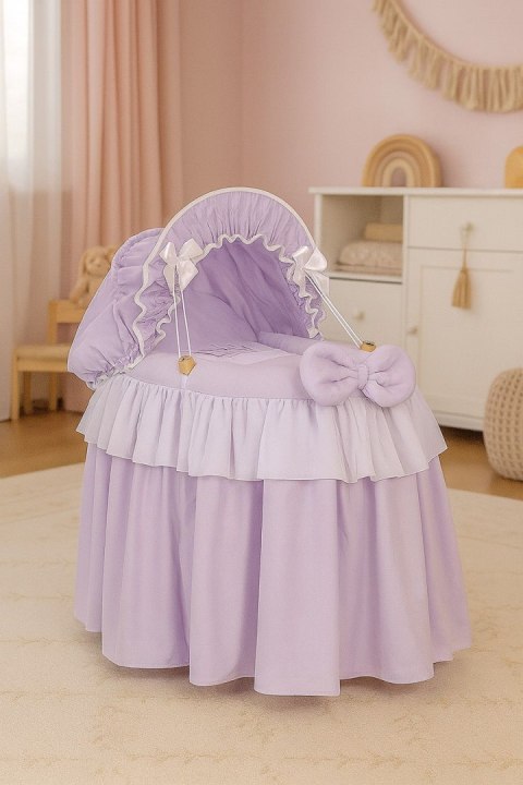 Wózek dla lalek - Kosz Mojżesza dla lalek z budką - fioletowy