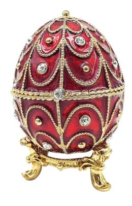 Ekskluzywna metalowa szkatułka z kryształkami - Jajo Fabergé - B0748-17 RD