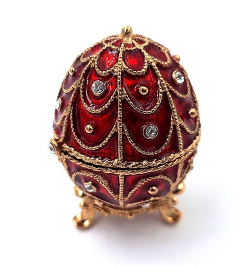 Ekskluzywna metalowa szkatułka z kryształkami - Jajo Fabergé - B0748-17 RD