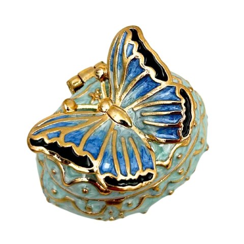 Ekskluzywne Pudełko na Biżuterię Szkatułka - Motylek z Kryształkami - B0782-00BL