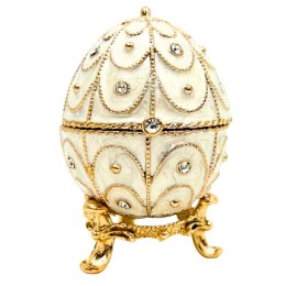 Ekskluzywne Szkatułka Jajo Fabergé Metalowa z Kryształkami - B0748-17WH