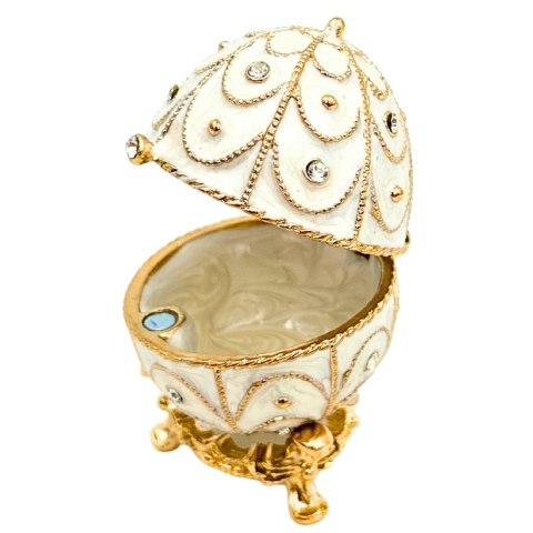 Ekskluzywne Szkatułka Jajo Fabergé Metalowa z Kryształkami - B0748-17WH