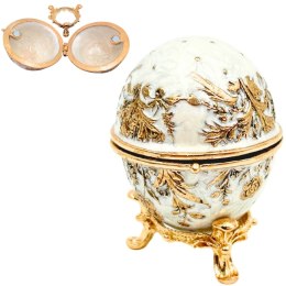 Ekskluzywne Szkatułka Jajo Fabergé Metalowa z Kryształkami - B0794-00