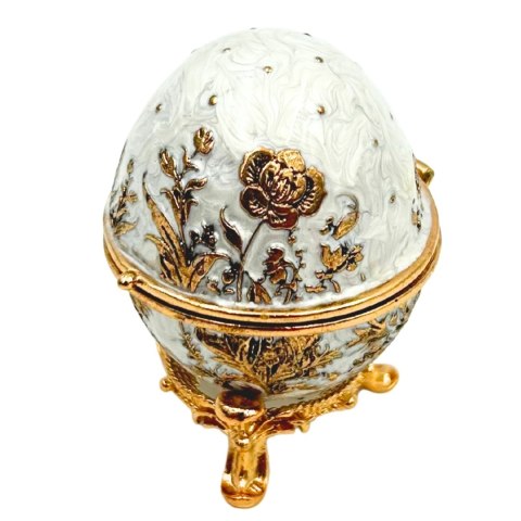 Ekskluzywne Szkatułka Jajo Fabergé Metalowa z Kryształkami - B0794-00