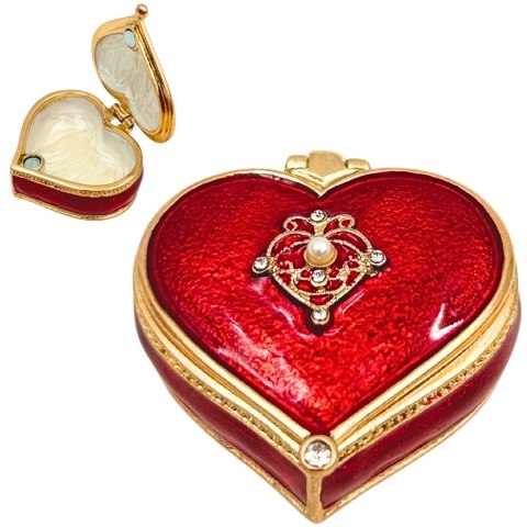 Ekskluzywne Szkatułka Pudełeczko na Biżuterię - Serce z Kryształkami - B0767-06RD
