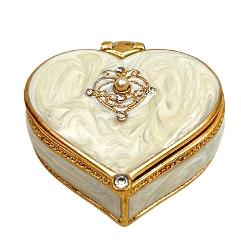 Ekskluzywne Szkatułka Pudełeczko na Biżuterię Serce z Kryształkami - B0767-06WH