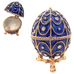 Ekskluzywne metalowa szkatułka z kryształkami - Jajo Fabergé - B0748-17 BL