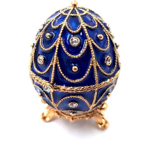 Ekskluzywne metalowa szkatułka z kryształkami - Jajo Fabergé - B0748-17 BL