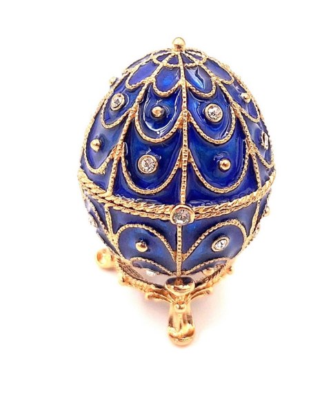 Ekskluzywne metalowa szkatułka z kryształkami - Jajo Fabergé - B0748-17 BL