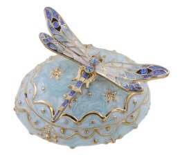 Metalowe pudełeczko prezentowe z kryształkami - szkatułka na biżuterię Ważka - B0780-06