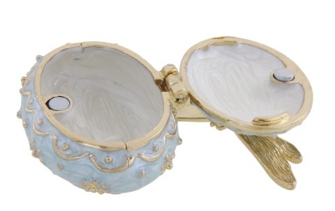 Metalowe pudełeczko prezentowe z kryształkami - szkatułka na biżuterię Ważka - B0780-06