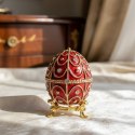 Ekskluzywna metalowa szkatułka z kryształkami - Jajo Fabergé - B0748-17 RD