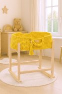 Kosz Mojżesza BOHO bawełniany nosidełko dla lalek z drewnianą kołyską - żółty