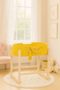 Kosz Mojżesza BOHO bawełniany nosidełko dla lalek z drewnianą kołyską - żółty