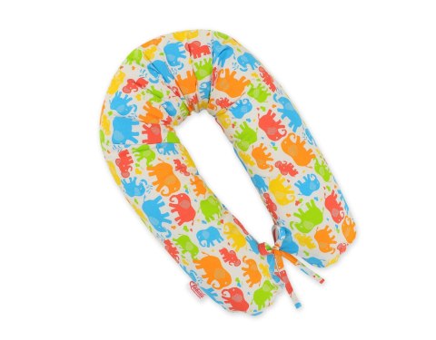 Bawełniana poszewka do poduszki ciążowej Longer - Kolorowe słonie