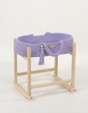Kosz Mojżesza BOHO bawełniany nosidełko dla lalek z drewnianą kołyską - fioletowy