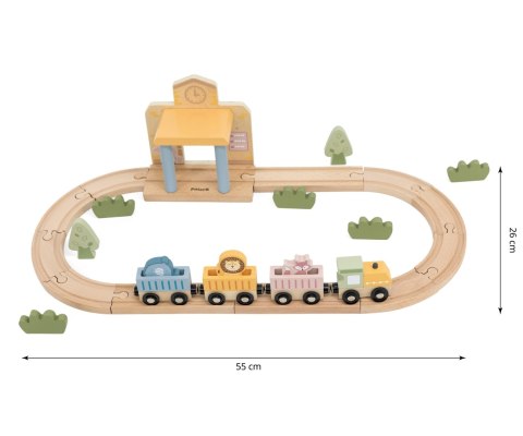 Viga 44257N PolarB Drewniana kolejka z torami i stacją