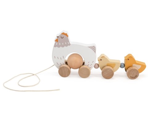 Viga 44285 PolarB Drewniana zabawka do ciągnięcia - kura z kurczaczkami