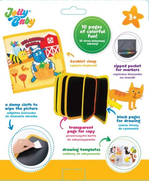 JOLLYBABY JB 82601 Książeczka do rysowania kolorowa farma