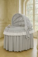 Kosz Mojżesza wiklinowy ze składaną budką - Little Princess szary