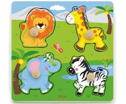 Viga 50840 Drewniane puzzle z uchwytami - zwierzęta Afryki