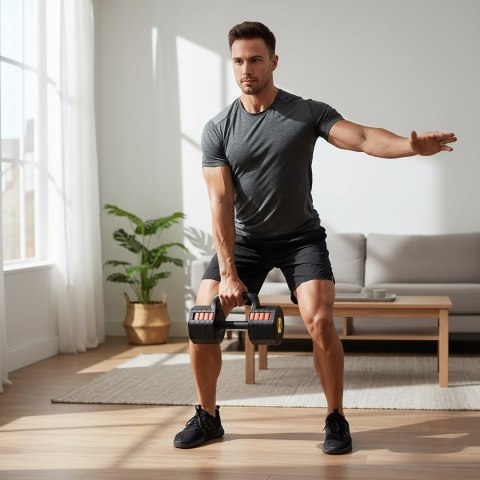 HL05 3w1 HANTLA REGULOWANA Z FUNKCJĄ PODPÓRKI DO POMPEK I KETTLEBELLA HMS