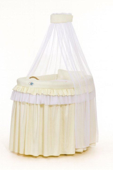 Kosz Mojżesza wiklinowy z baldachimem - Little Princess kremowy