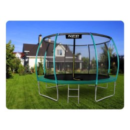 TRAMPOLINA OGRODOWA ROZMIAR 374 CM Z SIATKA, PROFILOWANYMI SŁUPKAMI I DRABINKĄ