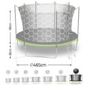 TRAMPOLINA OGRODOWA ROZMIAR 465 CM Z SIATKĄ WEWNĘTRZNĄ I DRABINKĄ