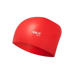 NQC JEDNOKOLOROWY CZERWONY CZEPEK SILIKONOWY DO DŁUGICH WŁOSÓW NILS AQUA NILS AQUA