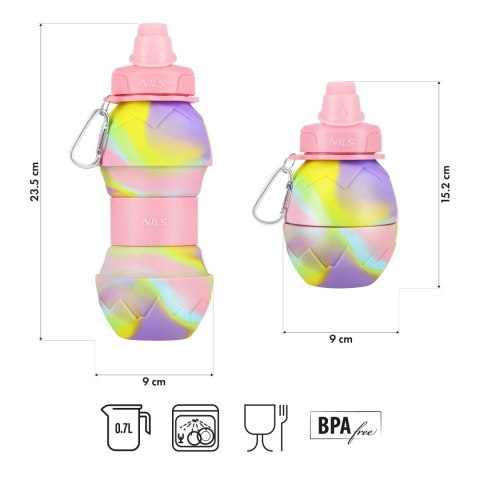 NC4102 BIDON SILIKONOWY SKŁADANY 700ML RÓŻOWY NILS NILS NC4102 BIDON SILIKONOWY SKŁADANY 700ML RÓŻOWY NILS NILS