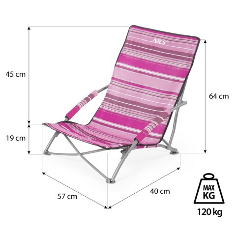 NC3035 KRZESŁO PLAŻOWE RÓŻOWE NILS NILS CAMP NC3035 KRZESŁO PLAŻOWE RÓŻOWE NILS NILS CAMP