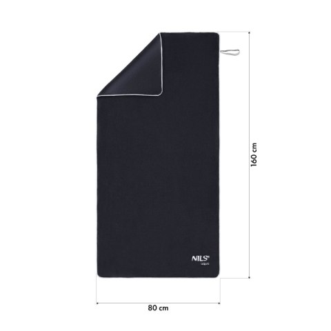 NAR14 RĘCZNIK Z MIKROFIBRY FROTTE CZARNY 160X80cm NILS AQUA NILS AQUA NAR14 RĘCZNIK Z MIKROFIBRY FROTTE CZARNY 160X80cm NILS AQUA NILS AQUA