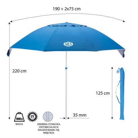 NC7822 PARASOL PLAŻOWY XL 220 CM NILS CAMP NILS NC7822 PARASOL PLAŻOWY XL 220 CM NILS CAMP NILS