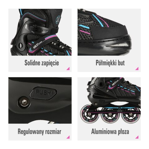 NA1128 CZARNO-FIOLETOWY ROZM. L(39-42) ŁYŻWOROLKI NILS EXTREME NILS EXTREME NA1128 CZARNO-FIOLETOWY ROZM. L(39-42) ŁYŻWOROLKI NILS EXTREME NILS EXTREME