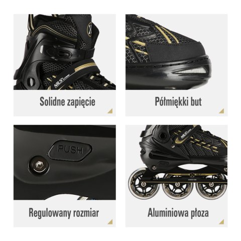 NA1128 CZARNO-ZŁOTE ROZM. L(39-42) ŁYŻWOROLKI NILS EXTREME NILS EXTREME NA1128 CZARNO-ZŁOTE ROZM. L(39-42) ŁYŻWOROLKI NILS EXTREME NILS EXTREME