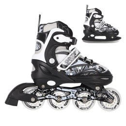 NH10927 A 2w1 BLACK ROZM.M(35-38) ŁYŻWOROLKI Z WYM. PŁ. HOKEJOWĄ NILS EXTREME NILS EXTREME