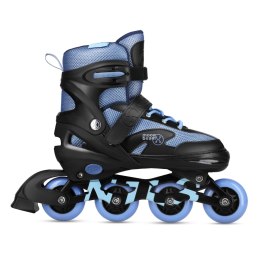NA0189 ZESTAW LED ŁYŻWOROLKI OCHRANIACZE MOONBEAM NIEBIESKIE ROZM. M(35-38) NILS EXTREME NILS EXTREME