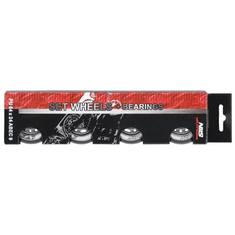 PU 64x24 82A CZARNE (4 szt.) + ABEC-9 (8 szt.) ZESTAW NILS EXTREME NILS EXTREME PU 64x24 82A CZARNE (4 szt.) + ABEC-9 (8 szt.) ZESTAW NILS EXTREME NILS EXTREME