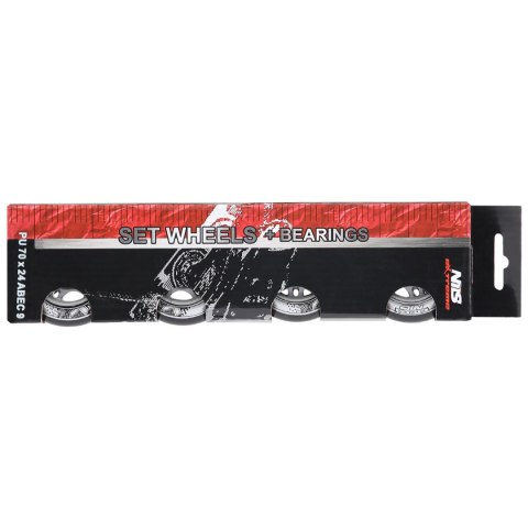 PU 70x24 82A CZARNE (4 szt.) + ABEC-9 (8 szt.) ZESTAW NILS EXTREME NILS EXTREME PU 70x24 82A CZARNE (4 szt.) + ABEC-9 (8 szt.) ZESTAW NILS EXTREME NILS EXTREME